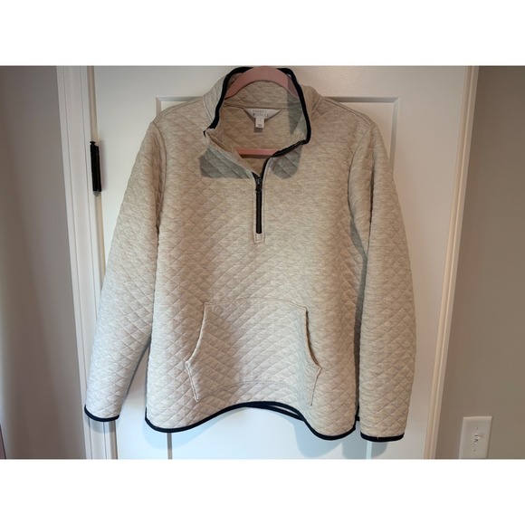 Market & Spruce Tops - Market & Spruce Quilted Quarter Zip Pullover Lg Coastal Grandmother Quiet Luxury
